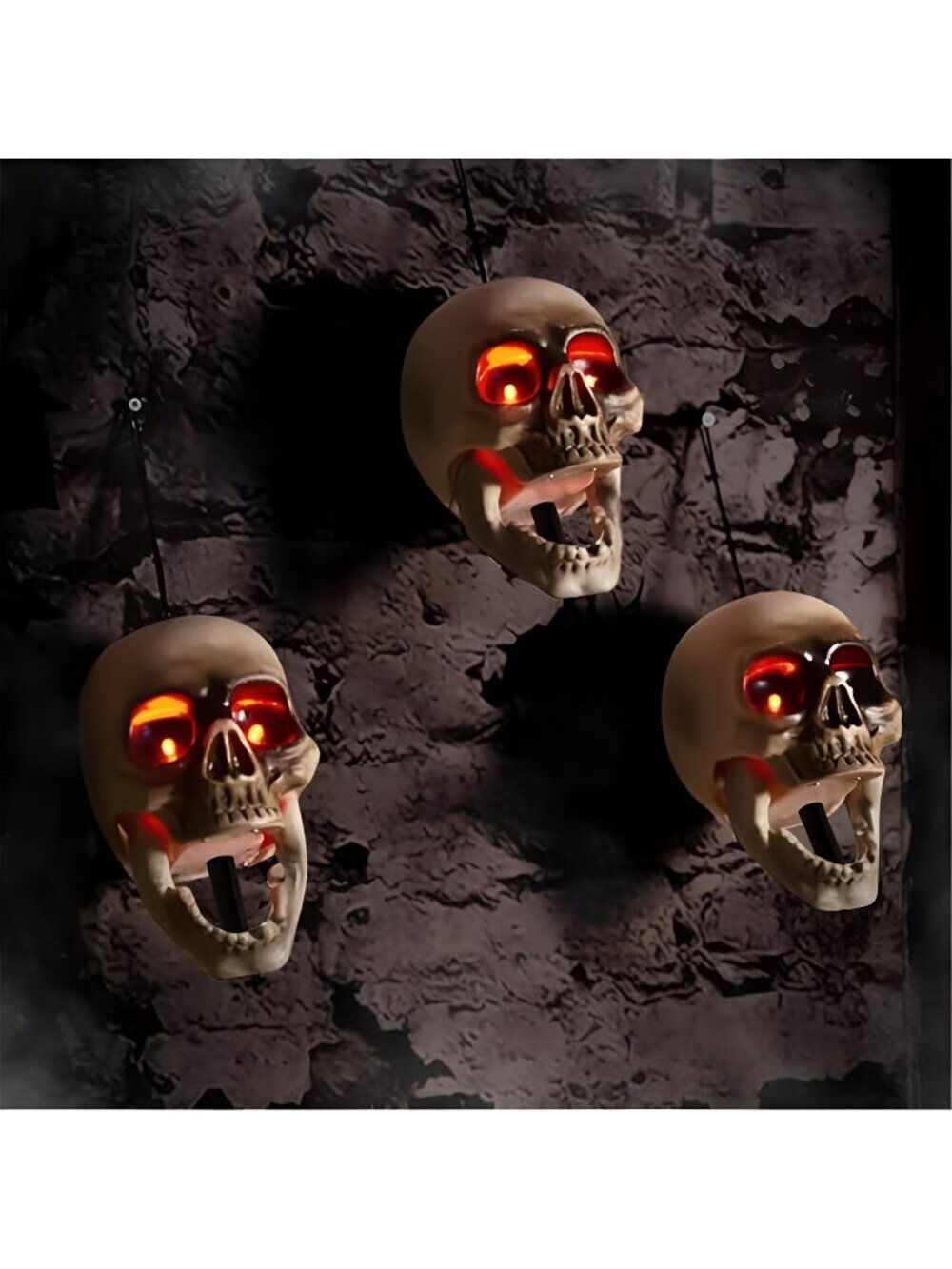 Halloween Animatronics Floating Scary Skull, Hanging Animated Decorations